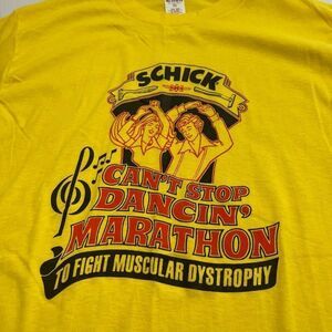 VTG Schick Yellow Single Stitch Muscular Dystrophy T-Shirt Size XL